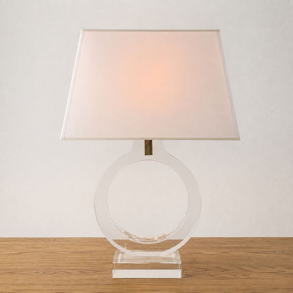 Crystal Block Base with Lucite Ring Lamp