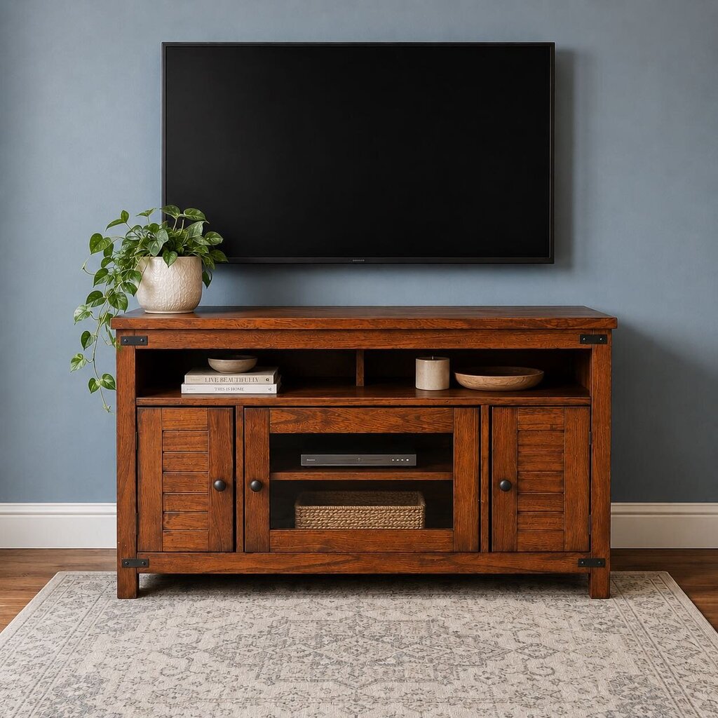 Rustic Wooden Media Console