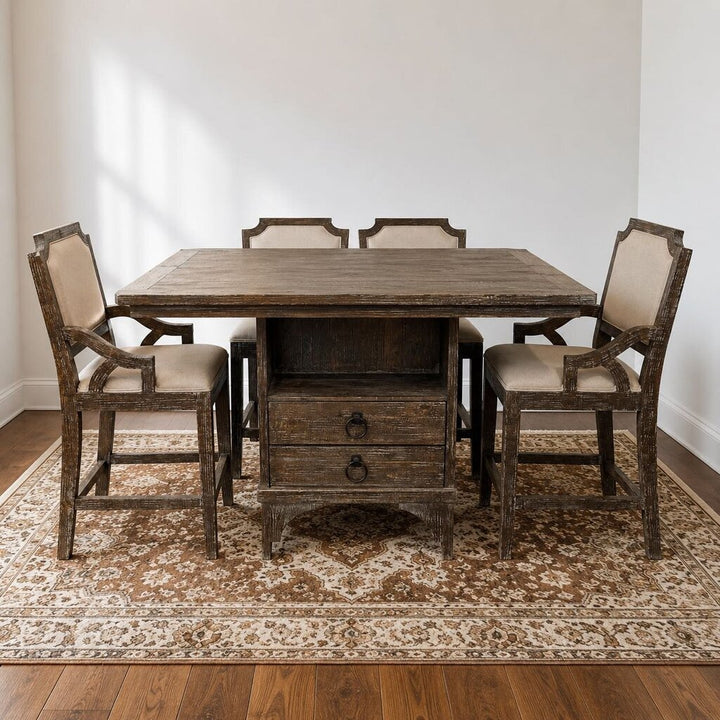 Orig. Price $1,598 - Camry Pub Table with 4 Bar Stools Barnwood