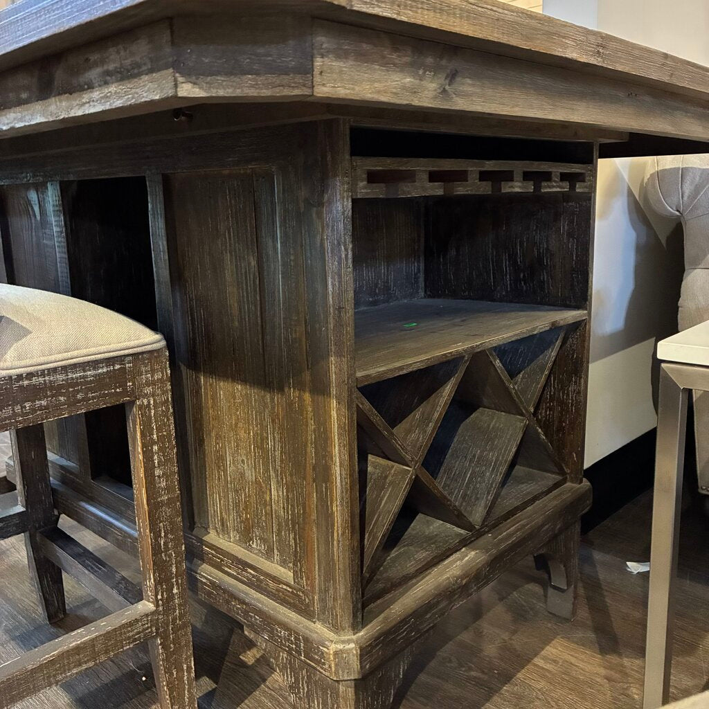 Orig. Price $1,598 - Camry Pub Table with 4 Bar Stools Barnwood