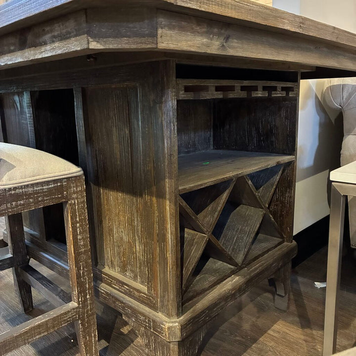 Orig. Price $1,598 - Camry Pub Table with 4 Bar Stools Barnwood