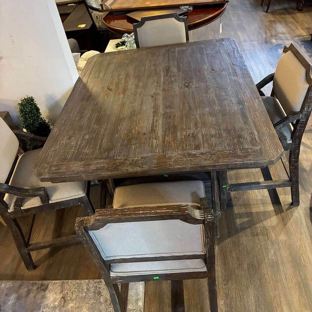 Orig. Price $1,598 - Camry Pub Table with 4 Bar Stools Barnwood