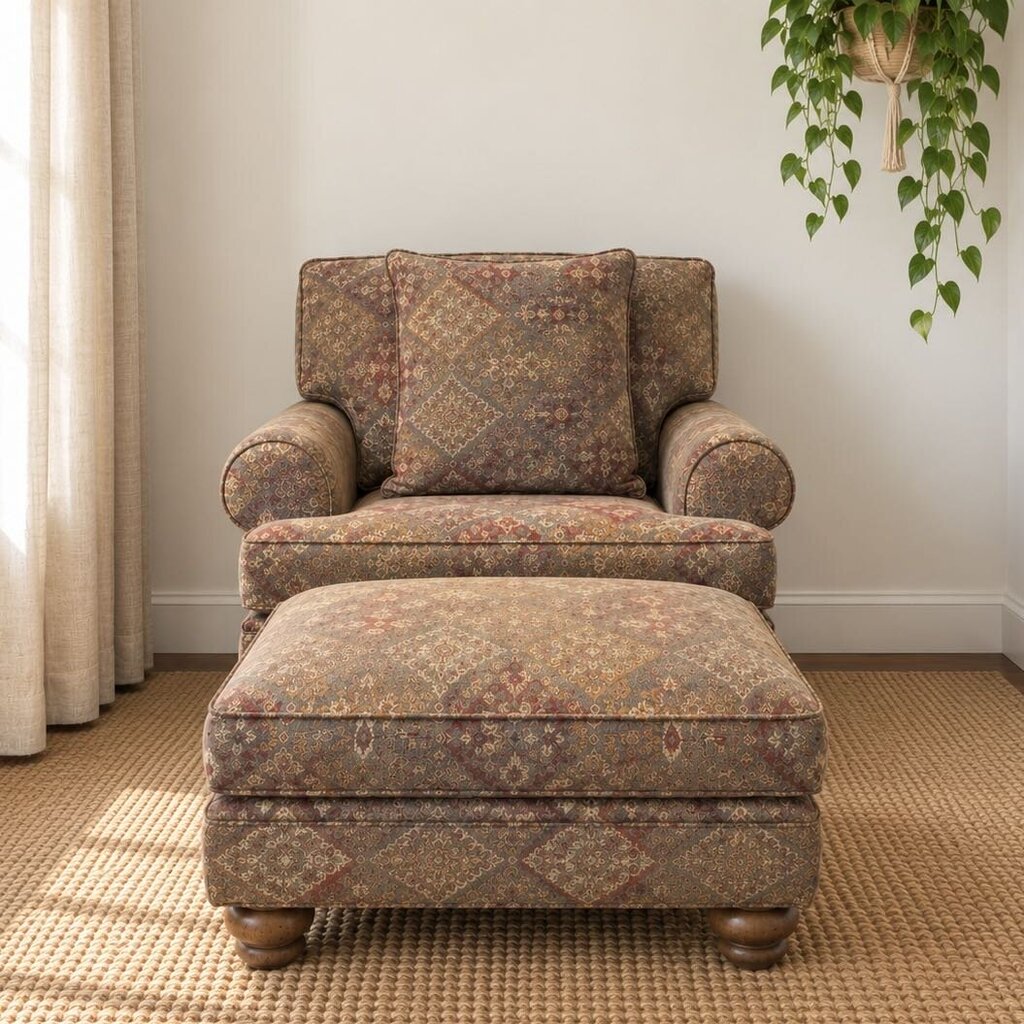 Orig. Price $2,100 - Stationary Accent Chair w/ Ottoman
