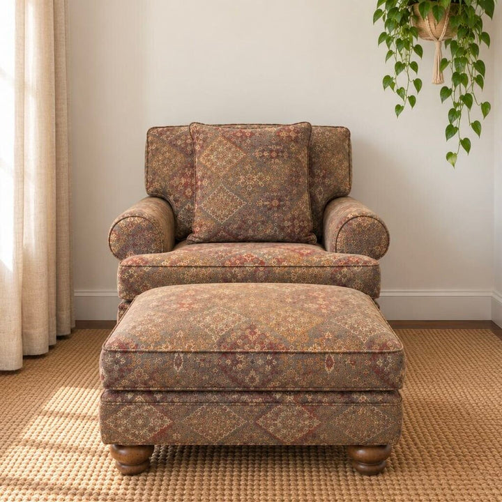 Orig. Price $2,100 - Stationary Accent Chair w/ Ottoman - Acosta's Home