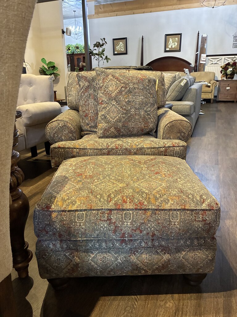 Orig. Price $2,100 - Stationary Accent Chair w/ Ottoman - Acosta's Home