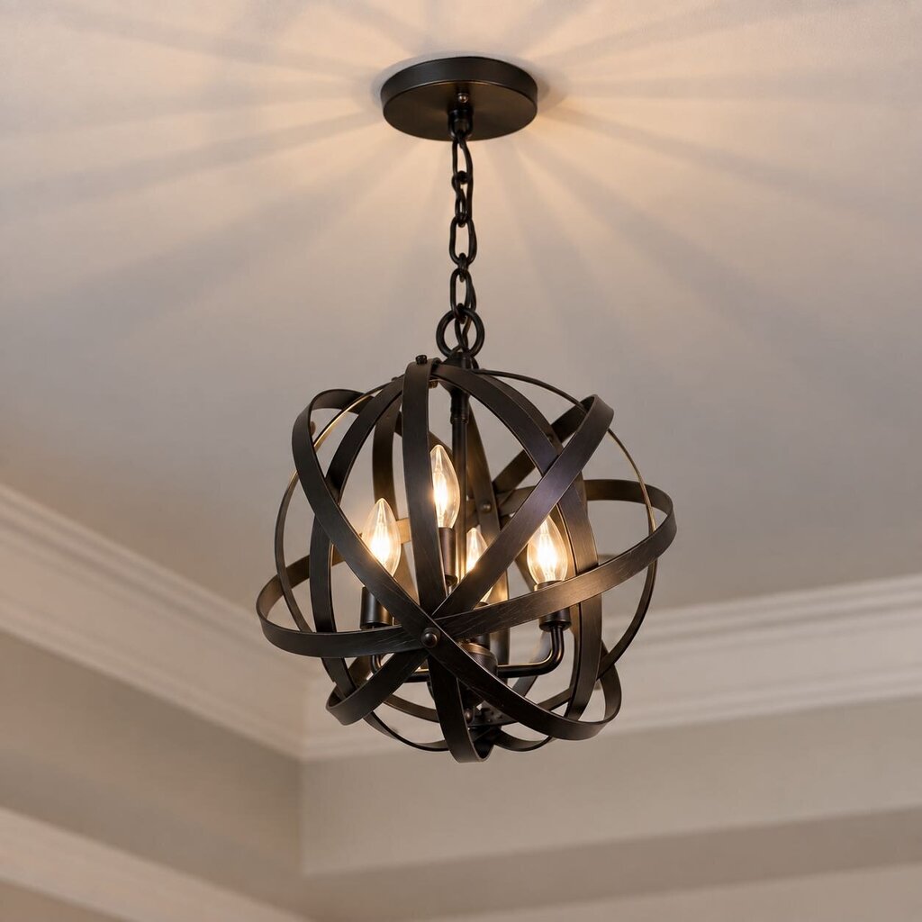 4 Light Globe Cage Pendant Light