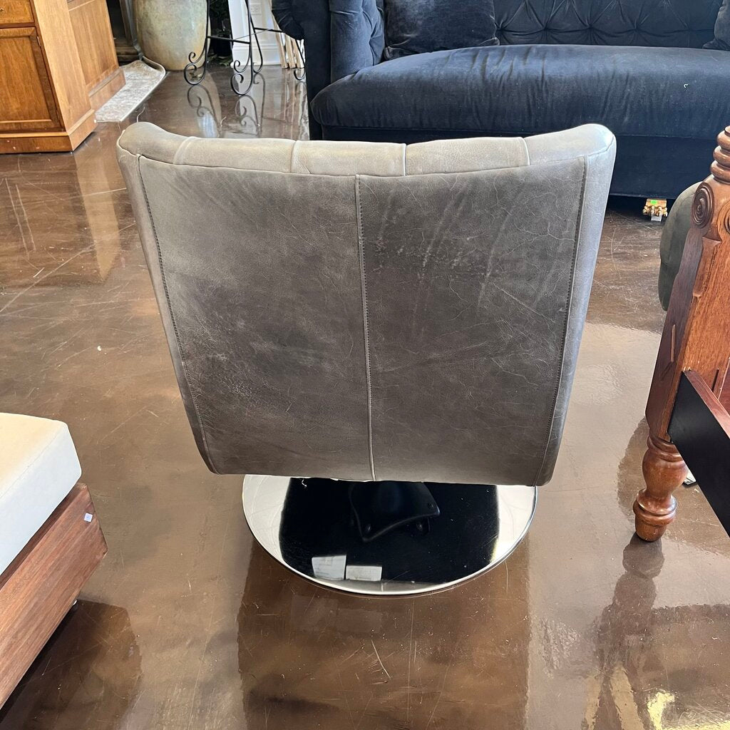 Orig Price $2100 - Tufted Leather Swivel Chair