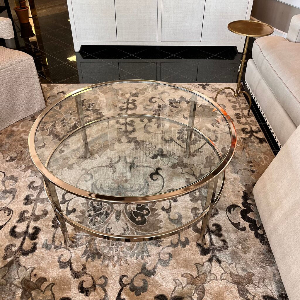Orig Price $300 - Round Chrome & Glass Cocktail Table