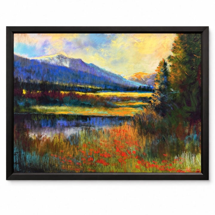 Orig. Price $785 -"Mountain Valley Wildflowers" Framed Canvas