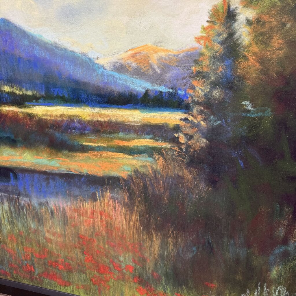 Orig. Price $785 -"Mountain Valley Wildflowers" Framed Canvas