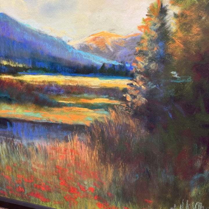 Orig. Price $785 -"Mountain Valley Wildflowers" Framed Canvas