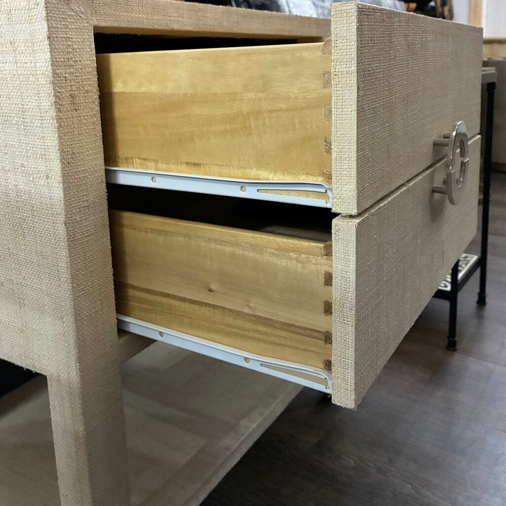 Orig. Price $674 - Amelle Raffia 2 Drawer Nightstand
