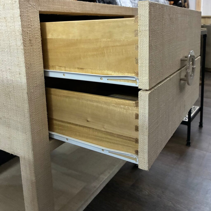 Orig. Price $674 - Amelle Raffia 2 Drawer Nightstand