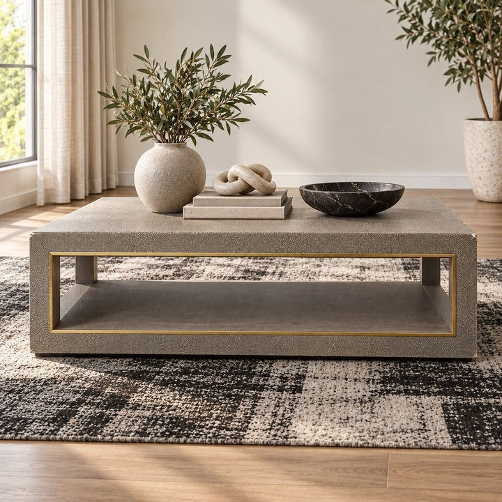 Orig. Price $3,975 - Cela Shagreen Rectangular Coffee Table - Acosta's Home