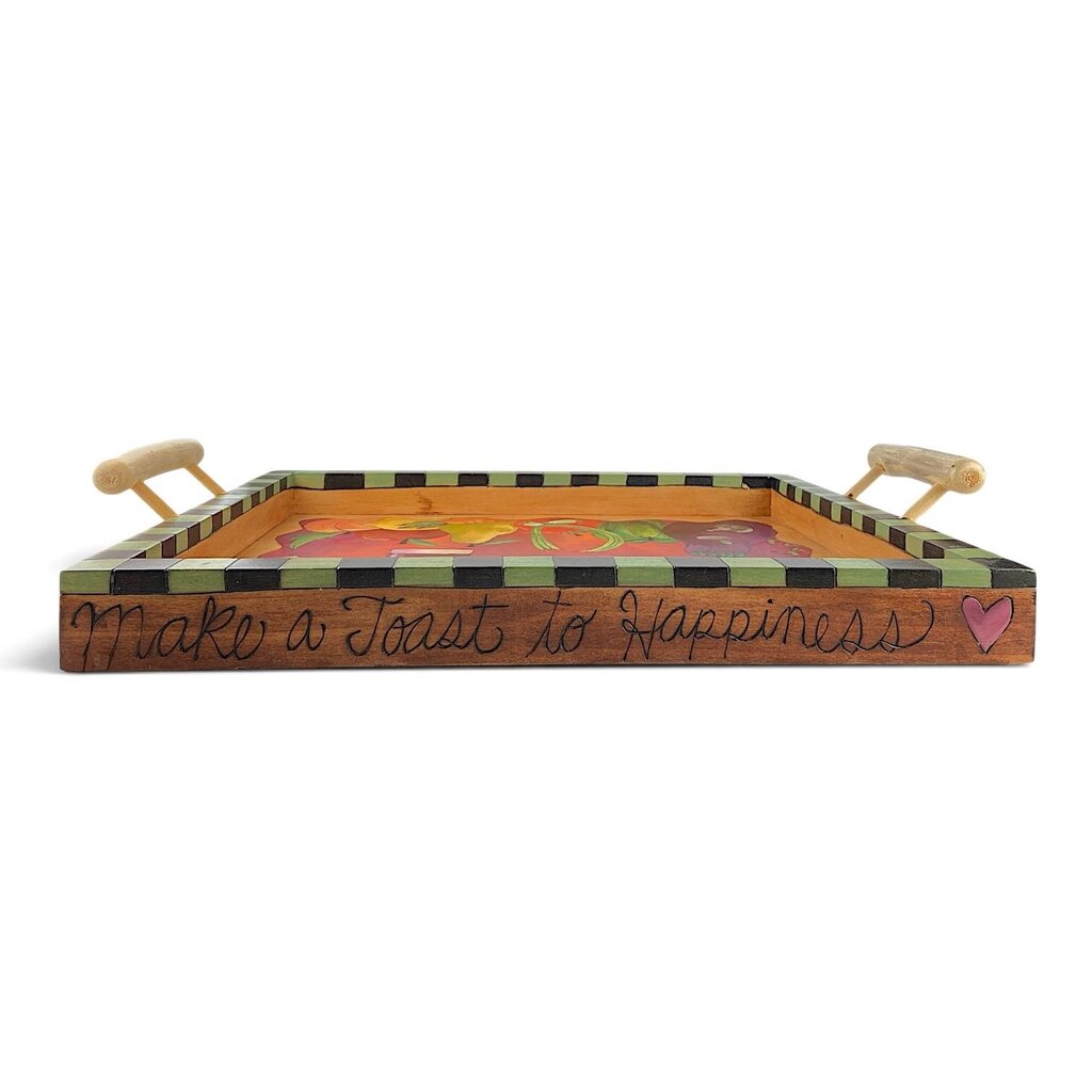 Wooden Painted Serving Tray - Wine