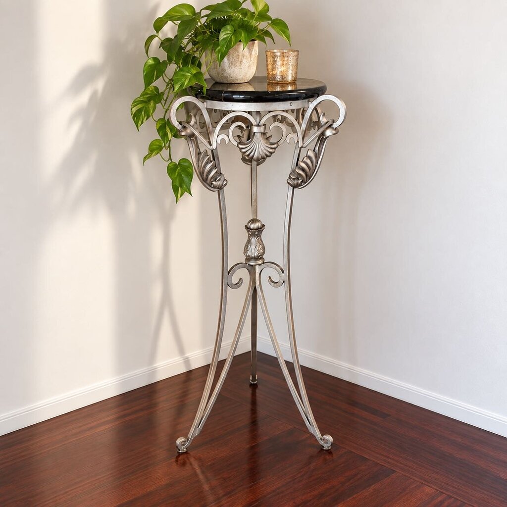 Baroque-style Cast Metal Stand w/ Stone Top