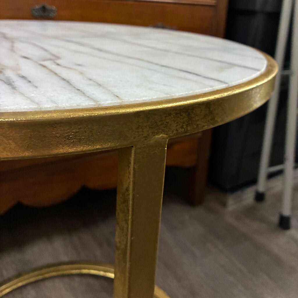 Stone Top Round Side Table