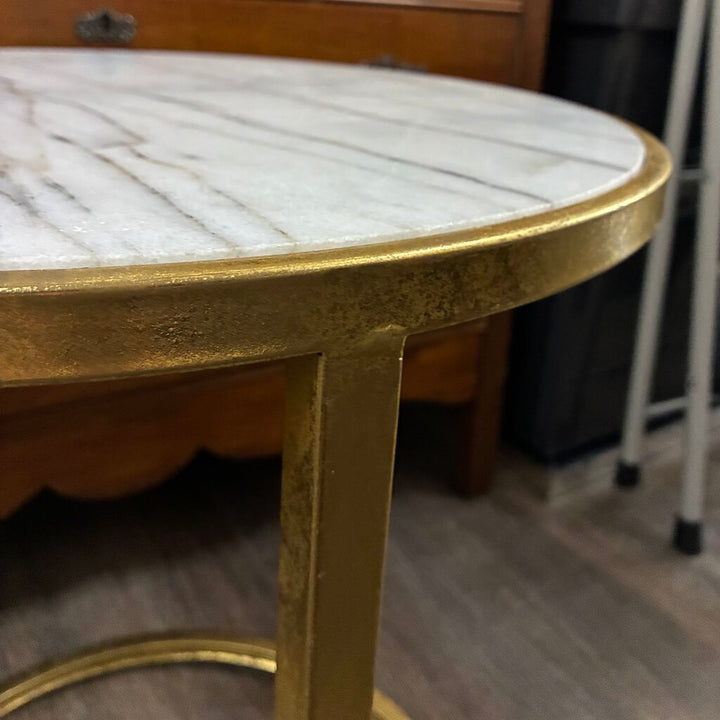 Stone Top Round Side Table