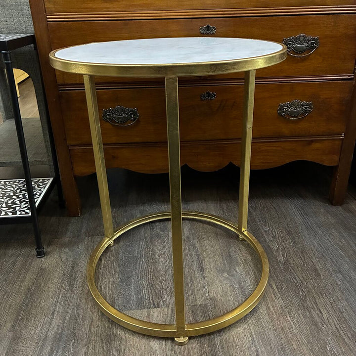 Stone Top Round Side Table