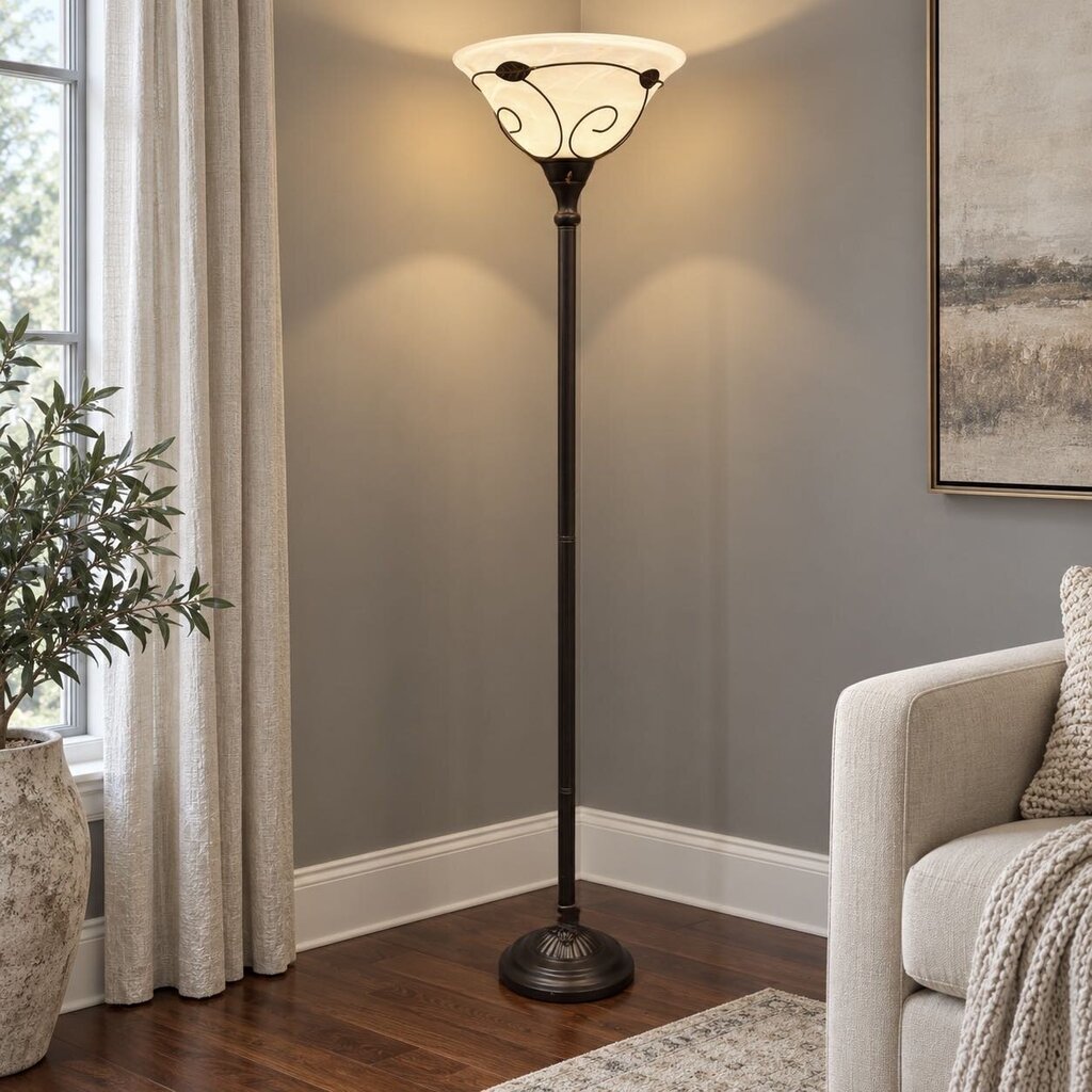 Glass Scroll Floor LIght