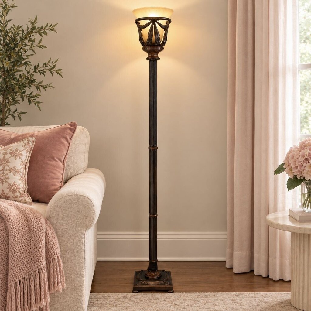 Glass Shade Iron Ribbon Floor LIght