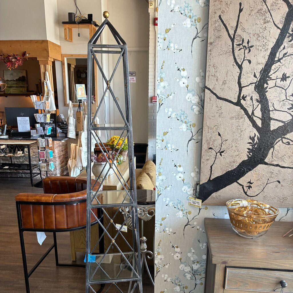 Orig. Price $2,900 - Obelisk Iron & Glass Etagere