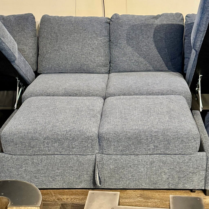Keaton Three Piece Double Chaise Sleeper Sectional with 4 Pillows