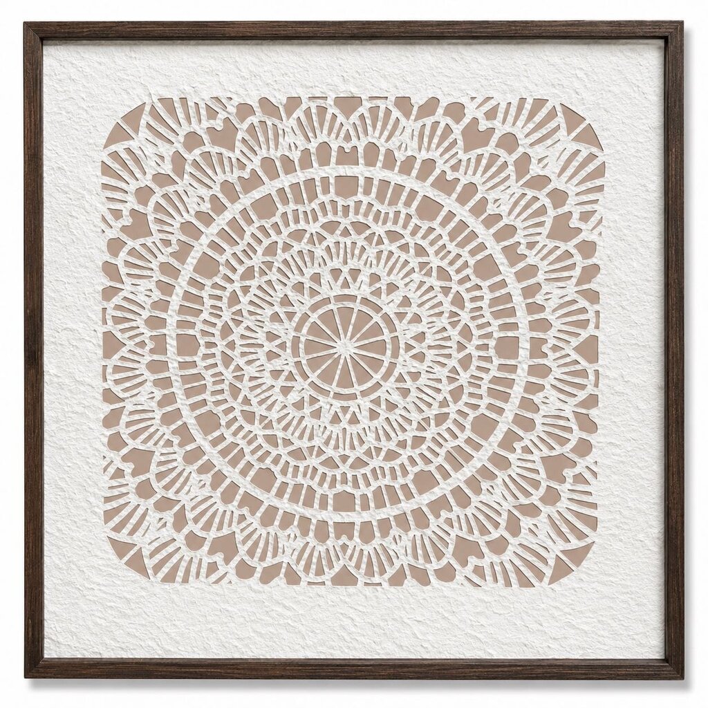 Framed Cut Out Paper Medallion
