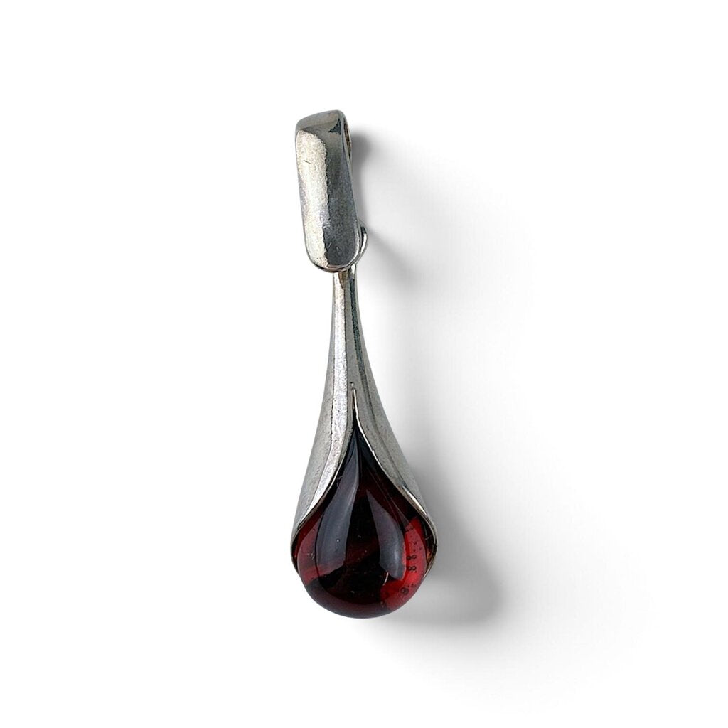 Amber Stone in Sterling Pendant - Acosta's Home