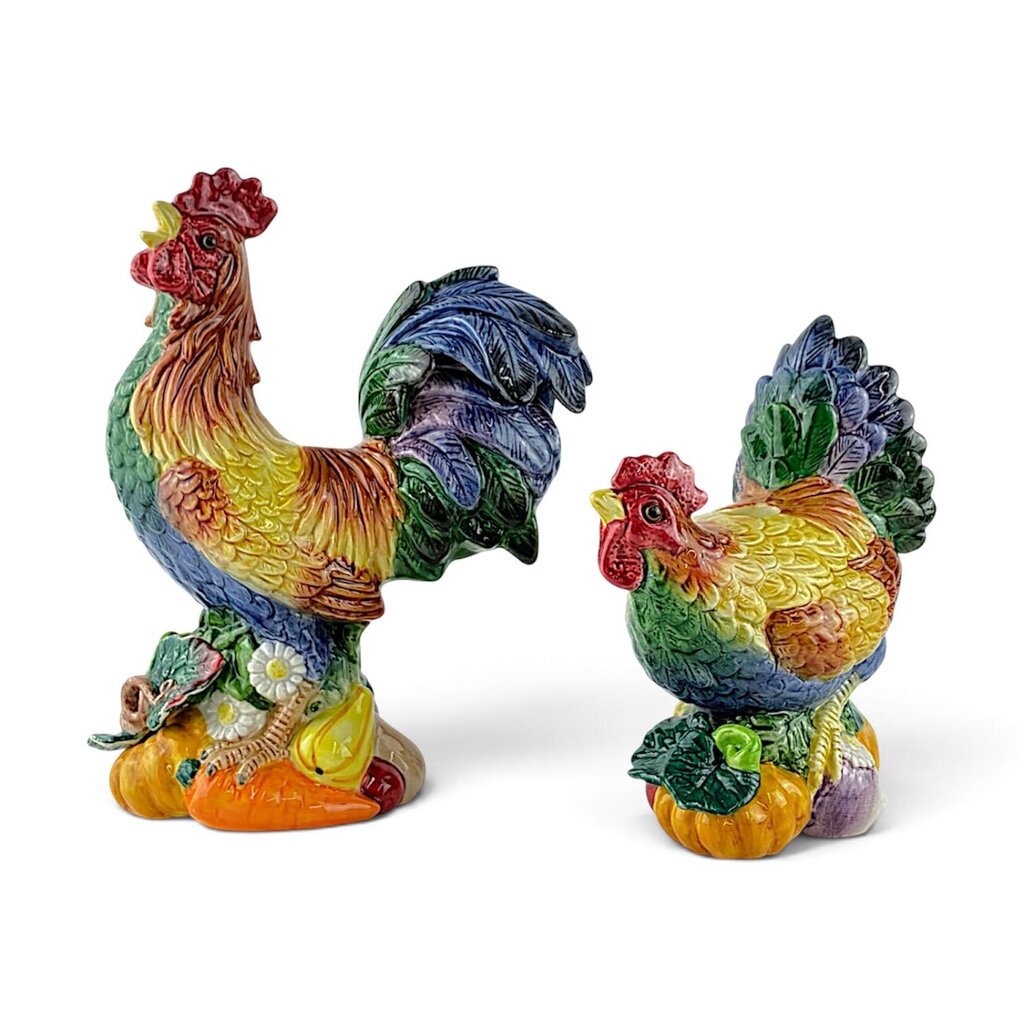 Pair of Vintage Rooster Candlesticks - Acosta's Home