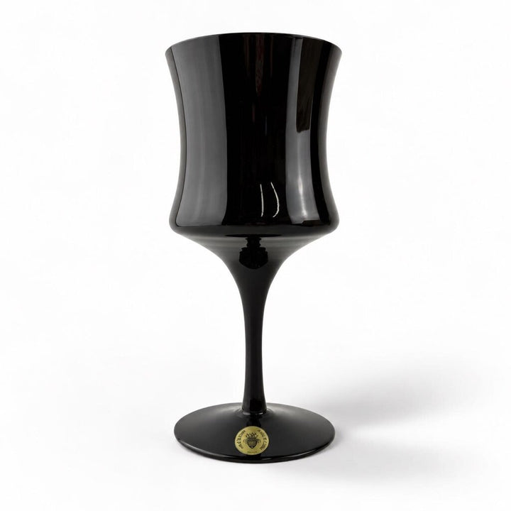 Set of 8 MCM Ebony Crystal Goblets
