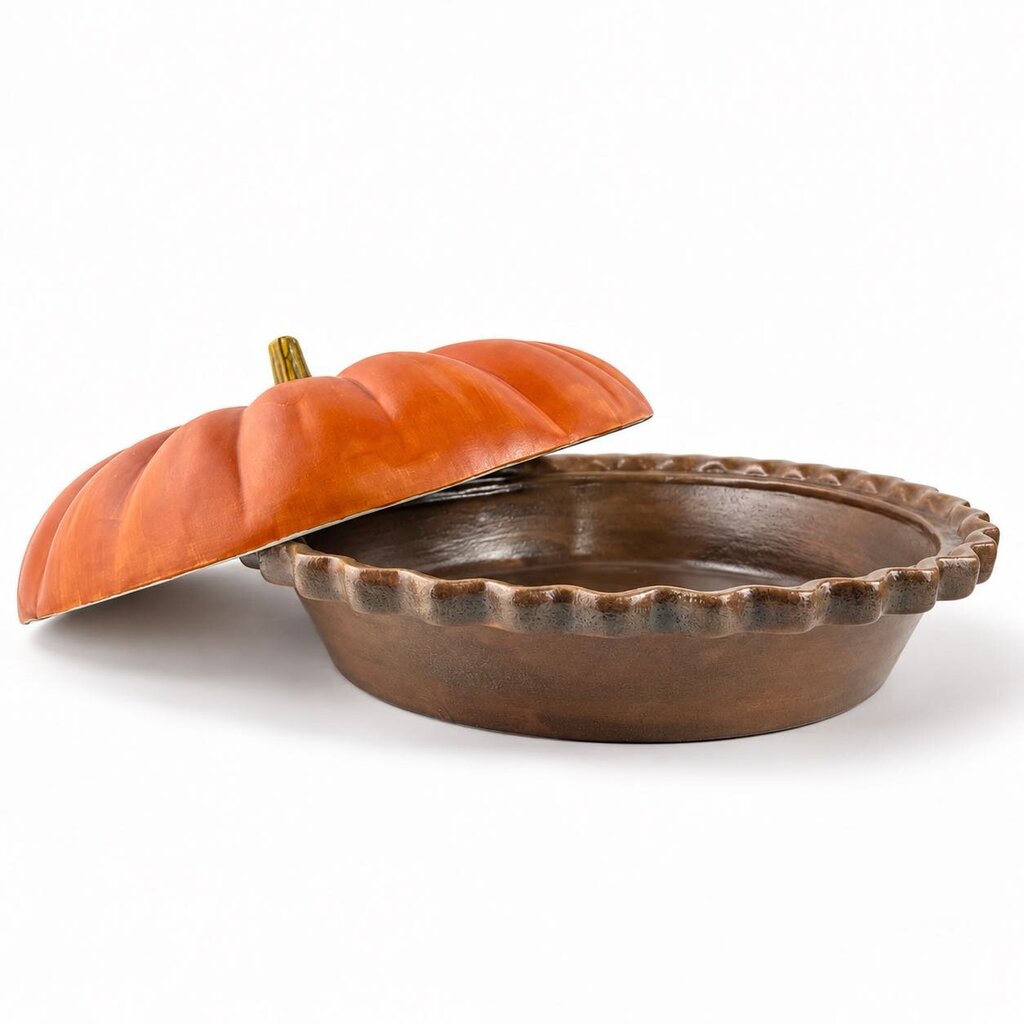 Ceramic Pumpkin Lidded Pie Plate