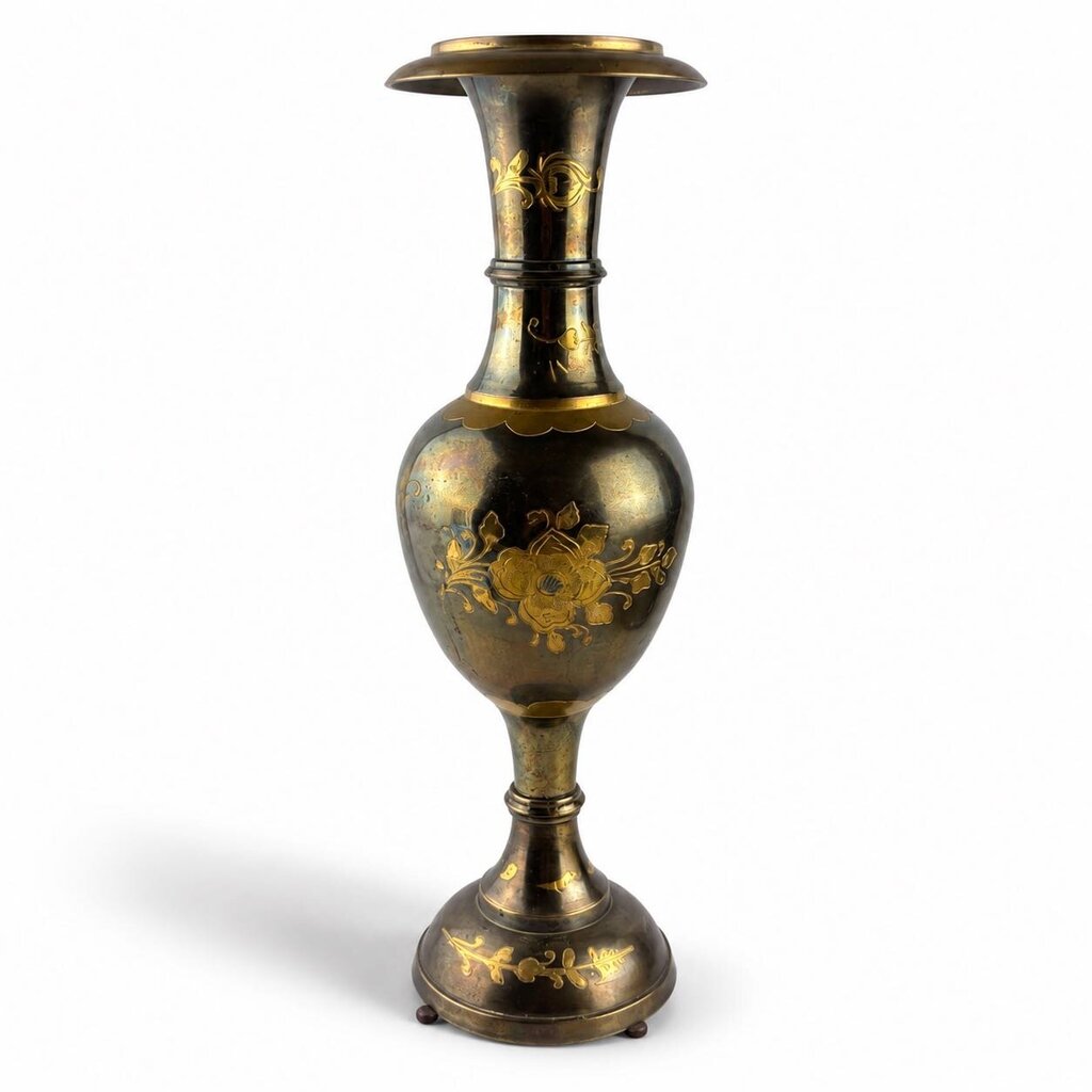 Etched Brass Vase