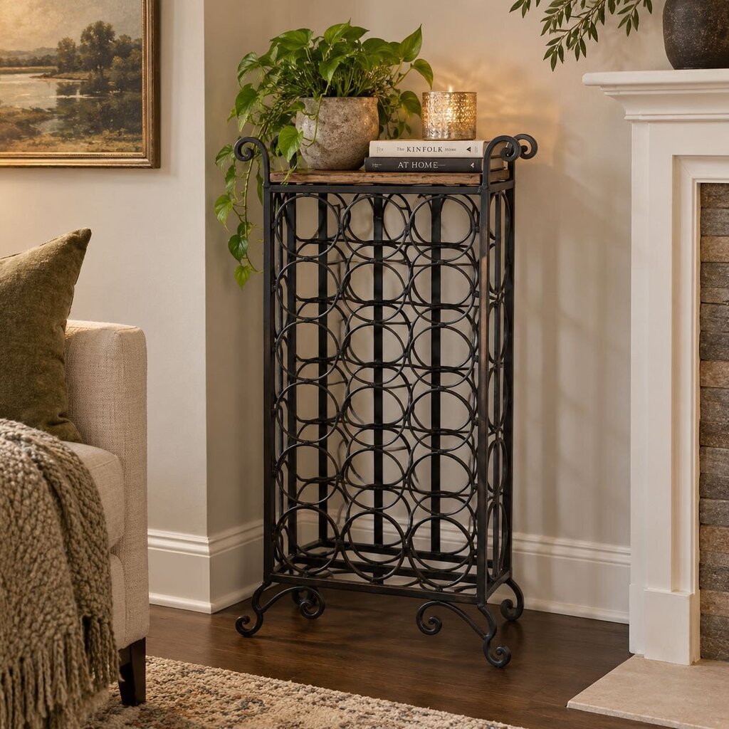 Wooden Top Wine Bottle Rack