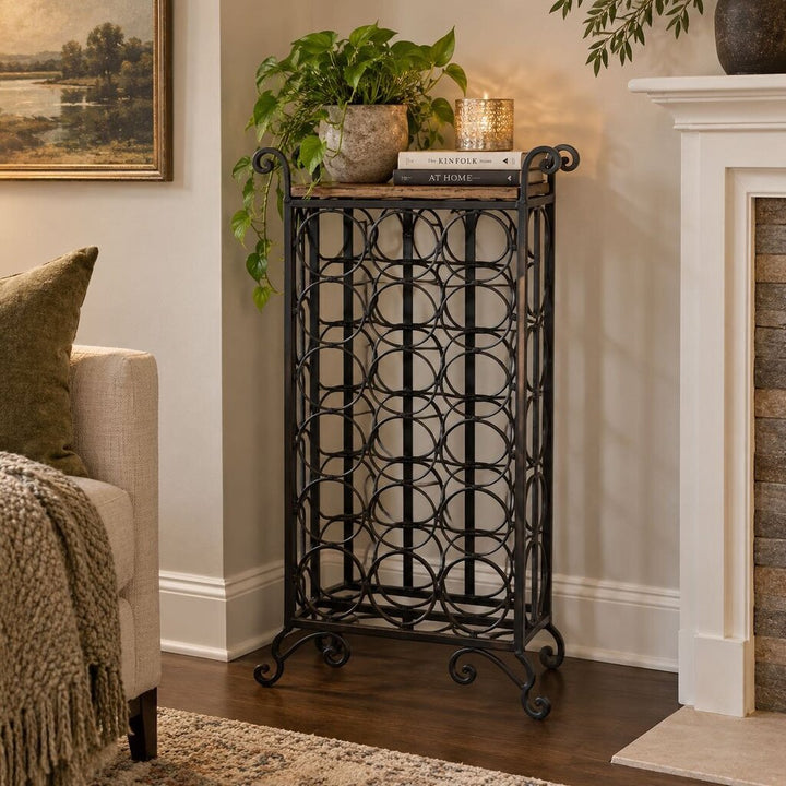Wooden Top Wine Bottle Rack