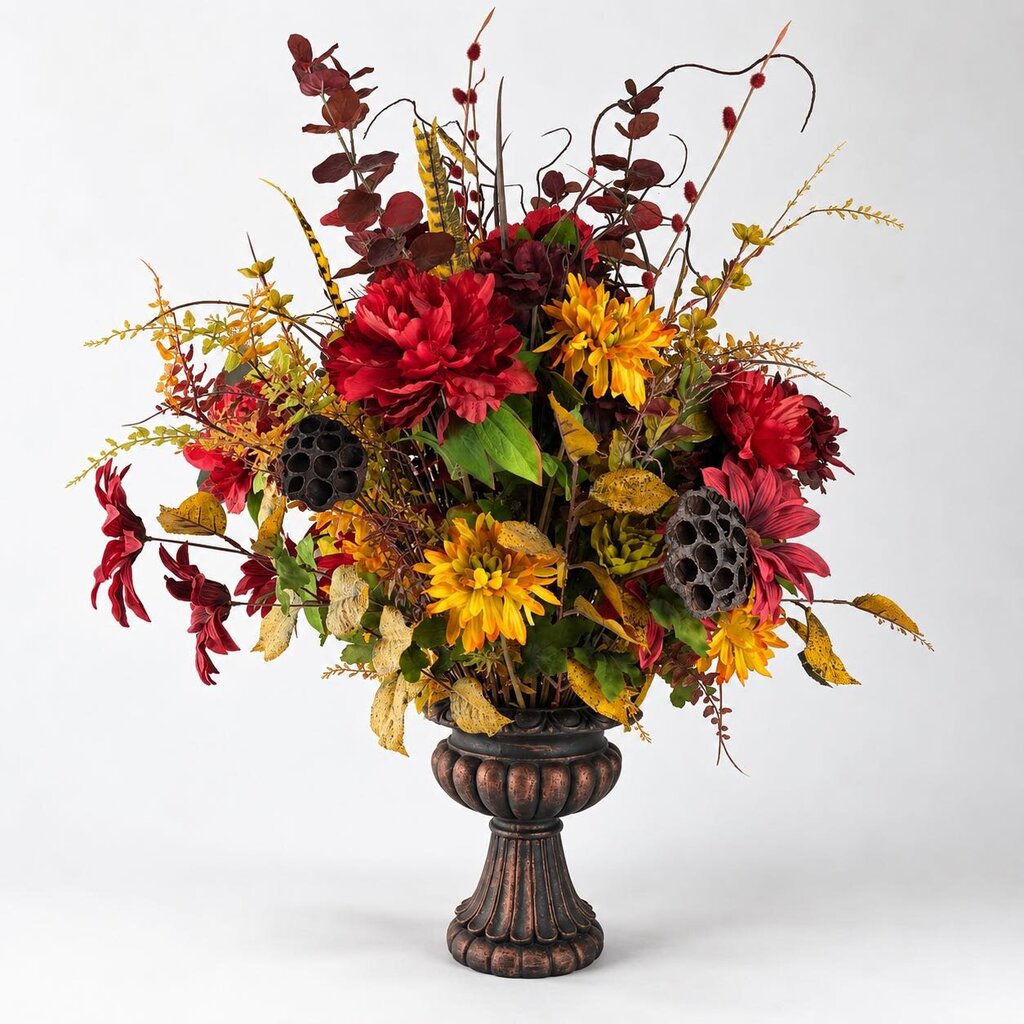Fall Floral Centerpiece in Urn Vase