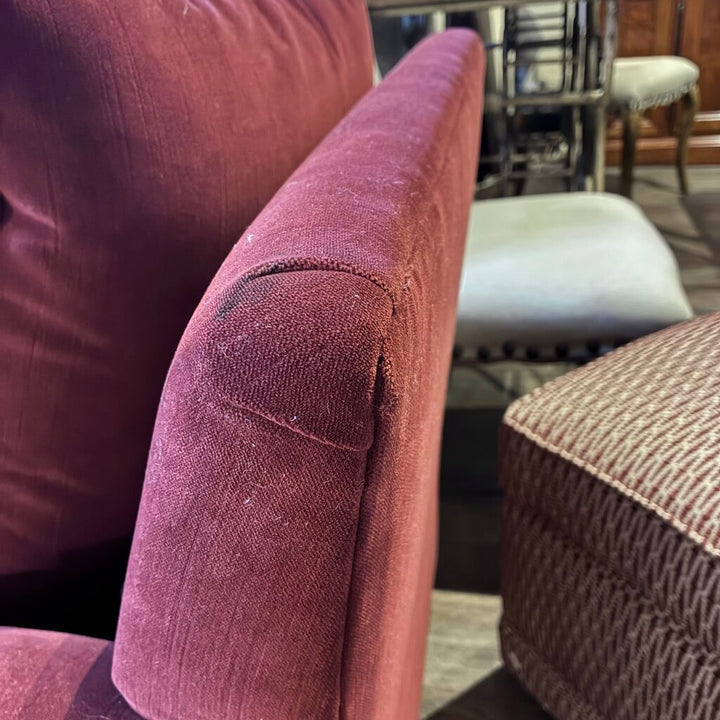 Orig. Price $1,735 - Tufted Rolled Armchair w/ Ottoman
