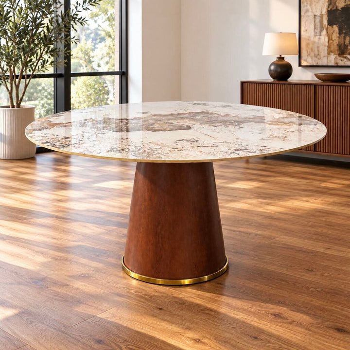 Orig. Price $1499 - Minimalist Round Stone Top Dining Table