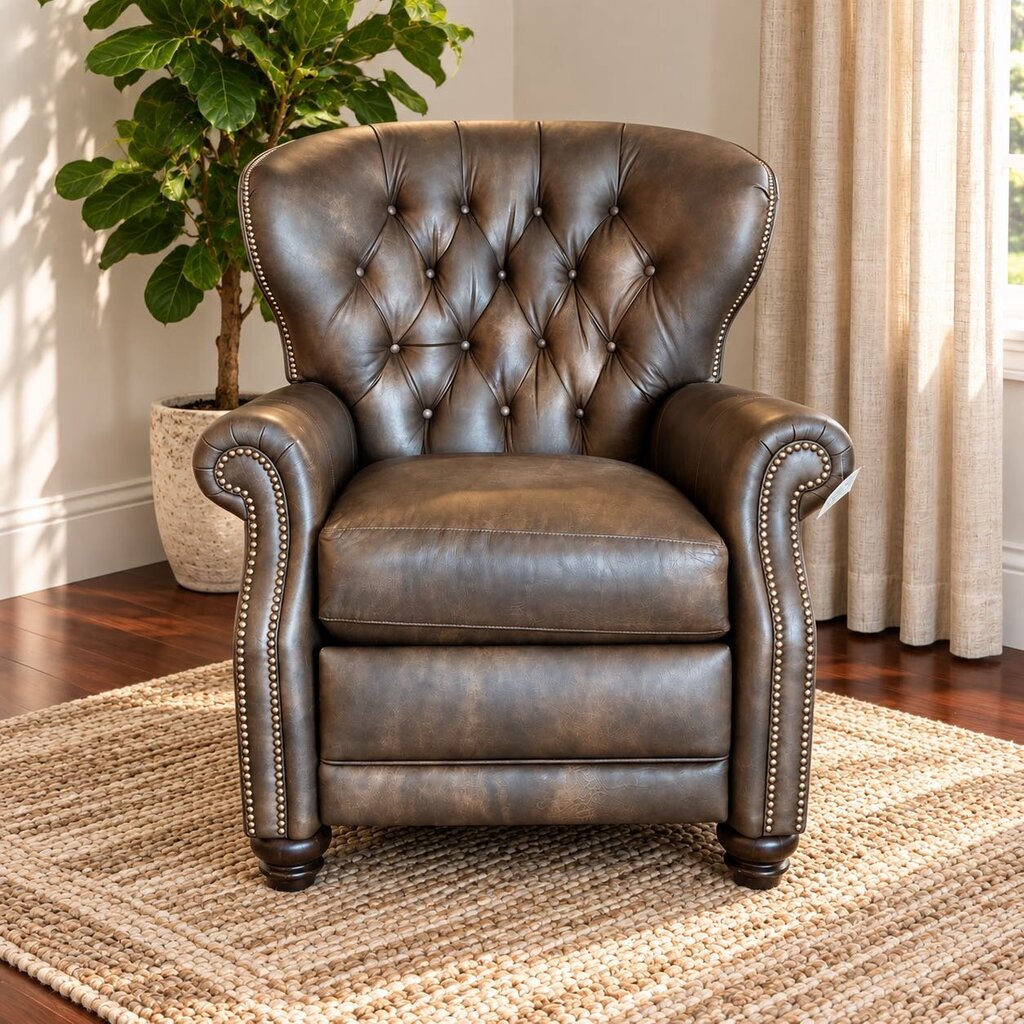 Orig. Price $2,599 - Powered Fan Back Vegan Leather Recliner - Working Condition
