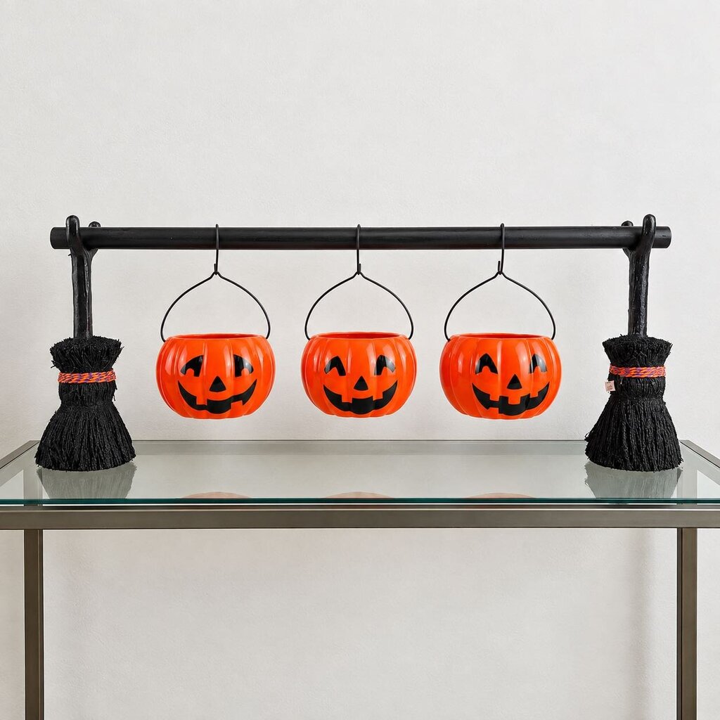 Hanging Trio Pumpkin Buckets on Bar