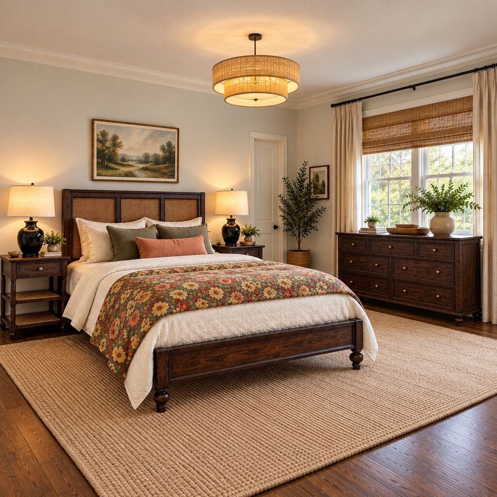Orig. Price $6,000 - Augusta Cane Bedroom Set - Queen