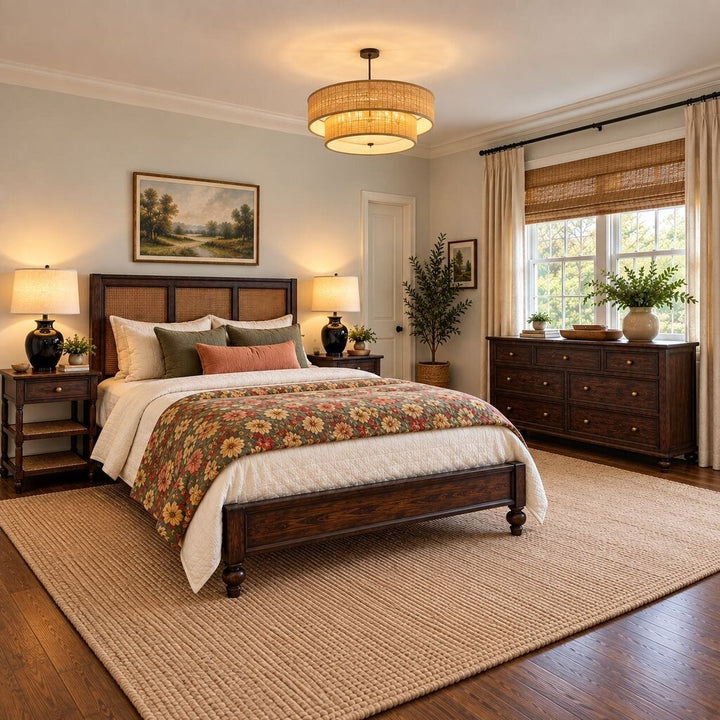Orig. Price $6,000 - Augusta Cane Bedroom Set - Queen