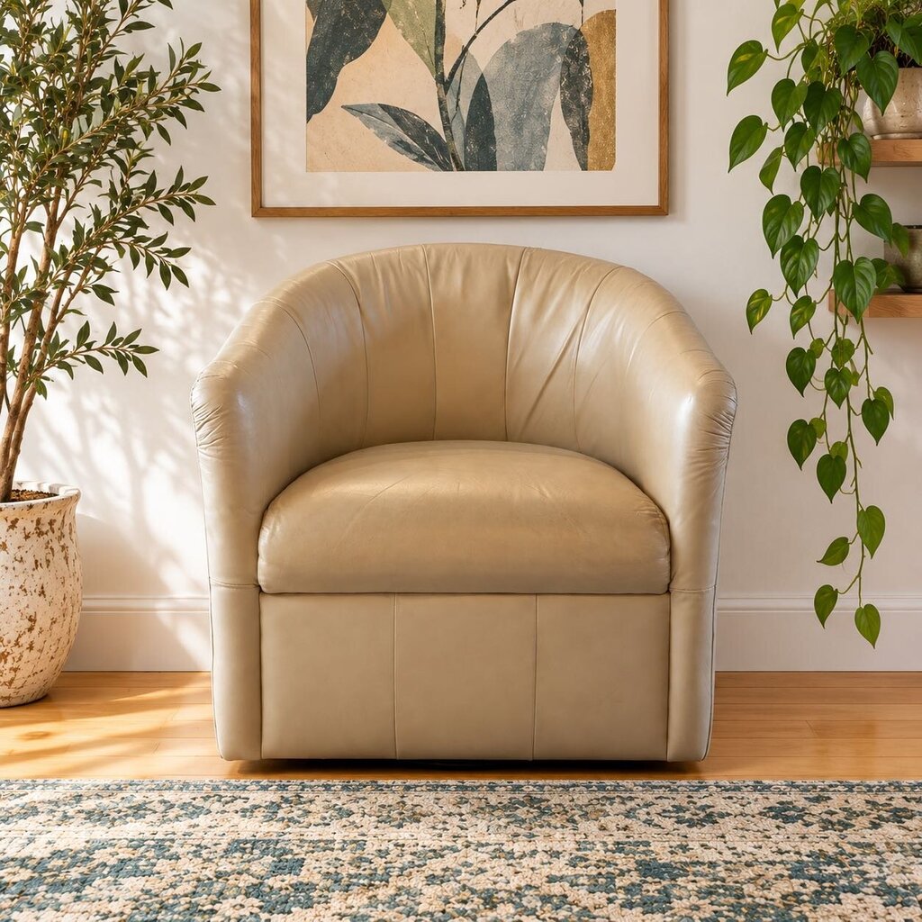Orig. Price $1,385 - Veronica Swivel Leather Accent Chair