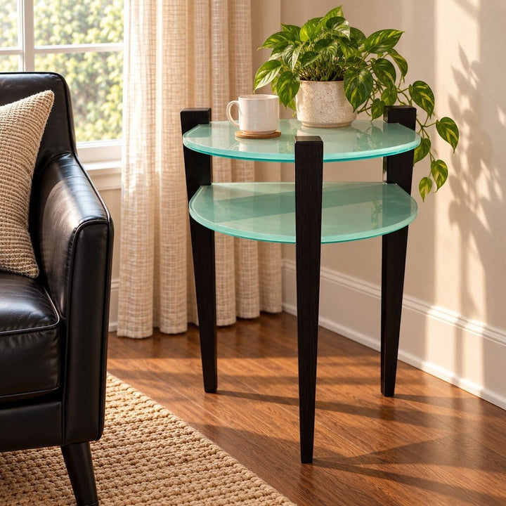Demilune Frosted Glass Side Table