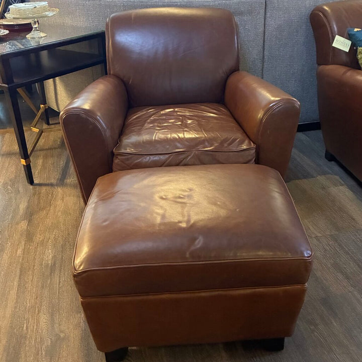 Orig. Price $2,298 - Metropolitan Collection Leather Club Chair w/ Ottoman