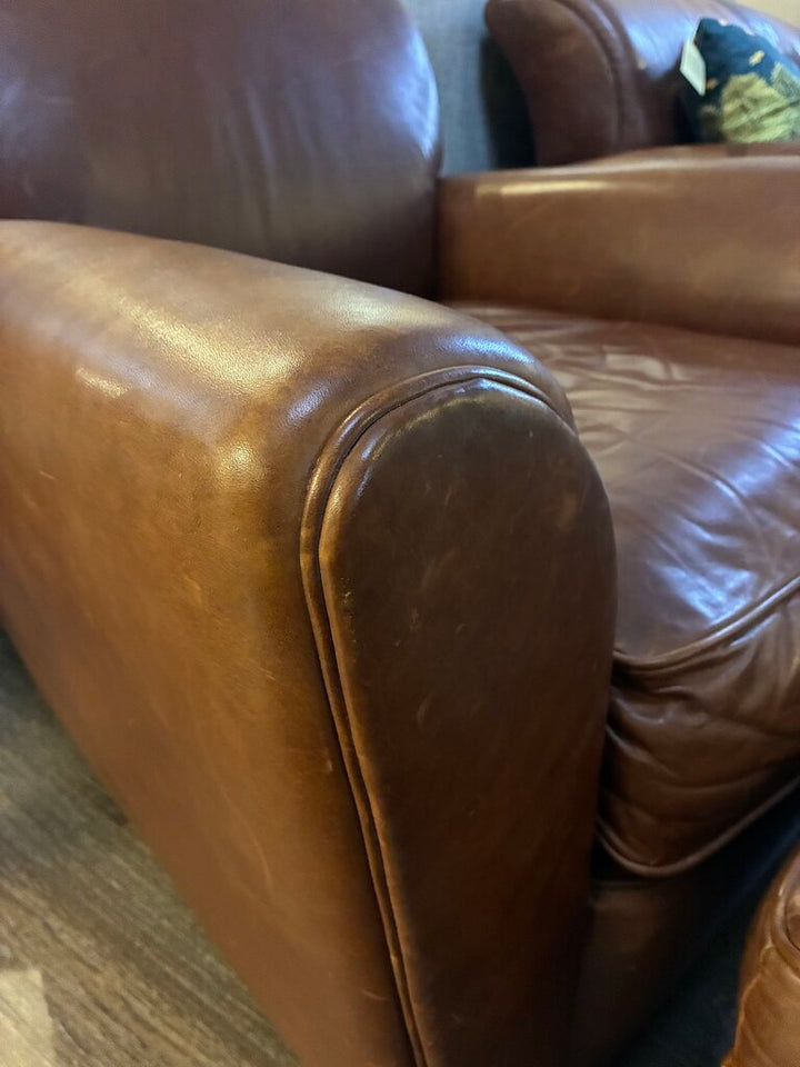 Orig. Price $2,298 - Metropolitan Collection Leather Club Chair w/ Ottoman
