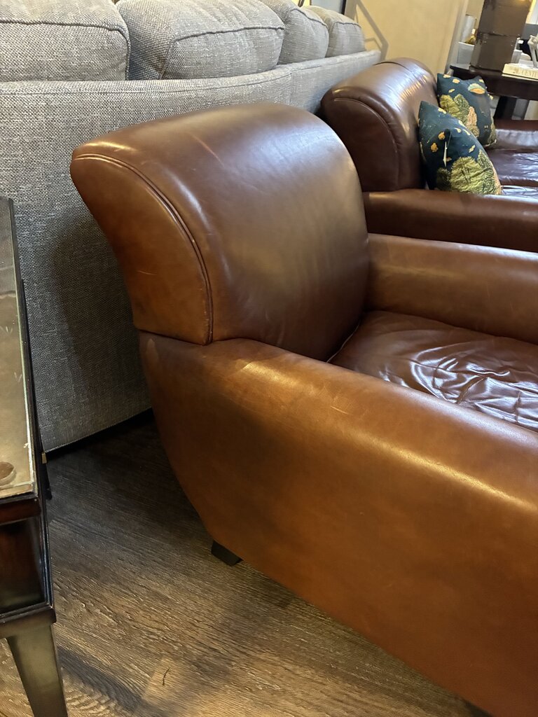 Orig. Price $2,298 - Metropolitan Collection Leather Club Chair w/ Ottoman