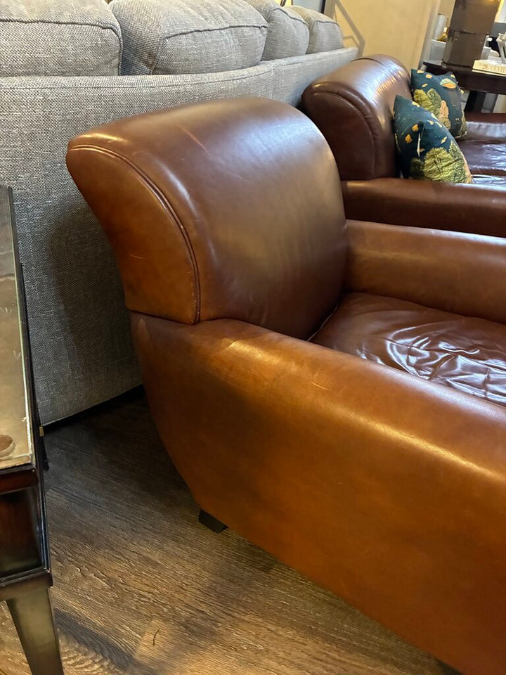 Orig. Price $2,298 - Metropolitan Collection Leather Club Chair w/ Ottoman