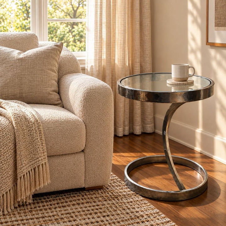 Modern Accent Table w/ Glass Top