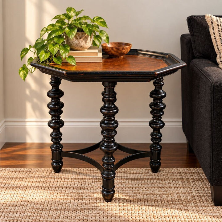 Orig. Price $1,299 - Kingstown Collection End Table w/ Hammered Copper Inlay